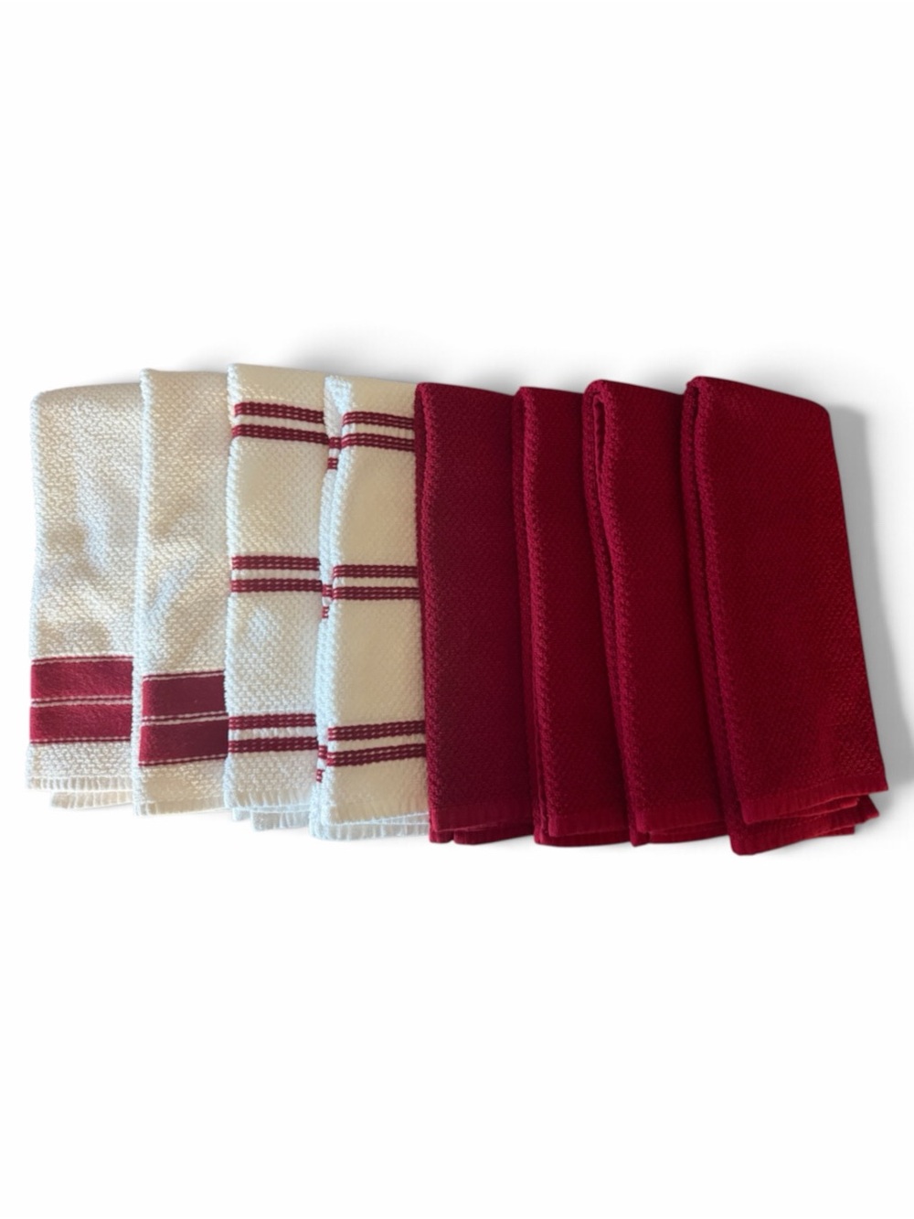 Threshold Burgundy & White Kitchen Towels Set of 8